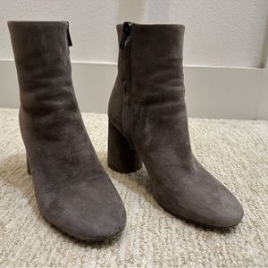 Grey suede Vince heeled booties